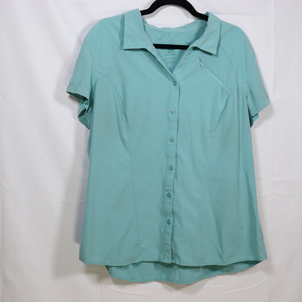 Ascend Button Down Shirt XXL Teal Womens Gorpcore Hiking Top